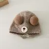 Chapéu de Pelúcia Quente de Outono e Inverno para Bebês Meninos e Meninas, Chapéu de Lã Tricotado à Prova de Vento com Proteção para Orelhas, Chapéu Infantil