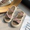 Sandalias de Mujer con Falda 2025 Hermosas Sandalias Estilo Hada Nuevo Estilo Romanas Suela Gruesa para Exterior Casual Primavera y Verano Pantuflas Planas