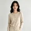 Cardigan de Punto para Mujer Estilo Coreano Sencillo Color Sólido Hebilla Dorada Pequeña Cuello Redondo Otoño Temprano Nuevo Diseño de Moda Tendencia Nicho Rojo