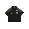 Camisa Retro Americana Hip Hop Corrida de Rua Masculina Manga Curta Verão Solta ins Marca Tendência Moto Fina