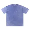 Camiseta Lavada com Efeito Desgastado Europeia e Americana Primavera e Verão Marca Tendência Manga Curta Algodão Puro Batik Retrô Flocos de Neve Fritos Top Solto