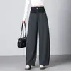 Calça Feminina de Cintura Alta Wide Leg Personalizada Outono Emagrecedora com Caimento Solta Reta Casual 2026 Tamanho Plus Versátil
