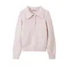 Tejido polar ártico, suéter estilo coreano con cuello y mangas largas abotonadas, corte holgado, versátil, de color liso, top elegante para mujer