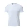 Camiseta de manga corta de color sólido de secado rápido, cuello redondo, transpirable, cómoda, versátil, unisex, con logo estampado y bordado