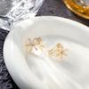 Aretes de Flor de Circonia Chapados en Oro Estilo Coreano para Mujer, Aretes de Copo de Nieve, Aretes Estilo Francés, Venta al por Mayor de Joyería