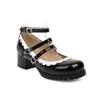 Zapatos Mary Jane de Encaje, Tacón Medio, Tallas 30-46, Zapatos de Exportación con Punta Redonda Grande, Estilo para Todo el Año T518-1