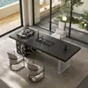 Mesa de Té y Sillas de Pizarra de Lujo Ligero Estilo Italiano para Hogar y Oficina, Mesa de Té Acrílica de Gama Alta para Apartamento Pequeño con Mesa de Té Integrada