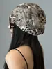 Nuevo Pañuelo de Cabeza a Cuadros Retro Apilado Sombrero Moda Femenina Fotografía Pañuelo para la Cabeza Gorro de Lana Gorro Plegable