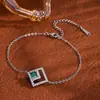 Artículo más vendido transfronterizo: Set de Pendientes y Pulsera para Mujer Estilo Minimalista de Lujo Ligero, Cuadrados de Esmeralda con Incrustaciones de Circonita, Chapado en Oro de 18 Quilates