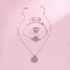 Conjunto de joyería con forma de cruz de moda europea y americana, elegante y dulce, con flores de diamantes rosas, disponible en fábrica al por mayor.