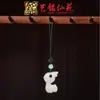 Cadena para Teléfono Móvil de Madera de Palisandro con Colgante de Ciervo de Cuerda Trenzada Yiming Xianyuan Borla Unidireccional Colgante de Coche de Ciervo Llavero para Bolsa