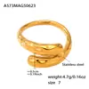 Anillo Abierto de Rueda de la Fortuna de Ágata Natural y Ojo de Tigre Moda Versátil Chapado en Oro Real de 18K Anillo para Dedo Índice con Forma de Corazón