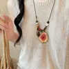 Colar Design-sense Flor Gesang Fatia de Fruta para Mulheres Verão Fresco Estilo Longo Pingente de Pepino Corrente para Clavícula Acessório para Pendurar no Pescoço