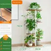Suporte de planta vertical multicamadas - 4 a 6Suporte de vaso de flores para interior -Design economizador de espaço, altura opcional74 centímetros/94 centímetros/106 centímetros -Estrutura de aço-madeira