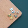 Agujero pequeño largo no se decolora aleación accesorios DIY mariposa esmalte quemado azul cloisonné mariposa flor de amor accesorios para collar