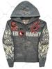 Sudadera con capucha y cremallera negra para mujer, estilo Hip-Hop Gótico Harajuku Y2K, con diseño de calavera y mariposa, para cruzar fronteras