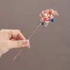 Abanico Plegable de Mariposa con Caracteres Chinos Retro Pasador de Pelo Nuevo Chinoiserie Rico Peony Borla Pasador de Pelo Chica Elegante Clásico Adorno para el Cabello