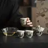 Conjunto de Chá Casual para Presente das Dinastias Tang e Song, Conjunto de Chá Kung Fu com Design Manuscrito Estilo Antigo "Wu Shi Xiaoshen", Conjunto de Chá para Casa