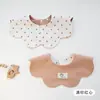 Versión Coreana de Baberos de Algodón Clase A para Recién Nacidos, Baberos de Pétalos Giratorios de Doble Cara, Toallas Salivares para Bebés