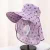 Sombrero para Ciclismo de Verano, Sombrero con Protección Solar, Velillo para Cubrir Cara y Cuello, Ala Ancha, Sombrero Integral para Mujer para Exteriores para Recoger Té