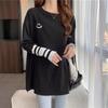 Otoño e Invierno Versión Coreana 2025 Nuevo Diseño Holgado de Longitud Media Engrosado Bordado Camiseta Básica de Manga Larga Tops para Mujer