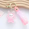 Agite o som do pingente de joia pequena da moda, doce pirulito, contas bolha no frasco de areia movediça flutuante, chaveiro atacado