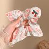 Lenço Quadrado Vazado Branco Cereja de Renda Feito à Mão Scrunchie Doce Feminino Rabo de Cavalo Elástico de Cabelo