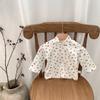 Ins crianças estilo coreano primavera e outono de mangas compridas meia gola alta camisa de assentamento roupa interior infantil dos homens e mulheres do bebê de algodão impresso t-shirt