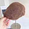 Gorra de Béisbol Vintage Lavada Retro Británica para Hombres y Mujeres, Gorra de Béisbol Rayada de Otoño e Invierno, Boina Invertida Estilo Vintage de Moda