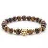 Explosões AliExpress Pedra Vulcânica 8mm Acessórios de Liga de Leopardo Pulseira DIY Olho de Tigre Contas Elástica Pulseira Masculina