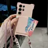 La funda para teléfono móvil de dos cuerdas con hebilla del mismo color y tarjetero lateral es adecuada para Samsung S24ULTRA cordón S23FE tarjetero A14/A34