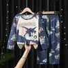 Pijama infantil de manga comprida terno homewear primavera e outono roupas finas de ar condicionado para meninas roupas infantis para meninos pijamas agasalhos