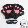 Luvas de Pelúcia Meio Dedo Patinha de Gato Fofas para Outono e Inverno para Estudantes, Luvas Sem Dedos Quentes com Forro de Lã Patas de Urso para Escrever, Transfronteiriças