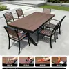 Conjunto de Mesa e Cadeiras de Madeira-Plástico para Exterior em Metal Pátio Mesa de Jantar de Lazer para Exterior Anti-corrosão Mesa e Cadeiras Pequenas para Varanda Aberta Jardim