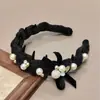 Diadema de Moda Alta con Dientes Ondulados y Perlas de Felpa, Antideslizante, Textura Esponjosa Accesorio para el Cabello