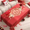 Mantel para mesa de centro de boda, mantel rojo para mesa de comedor de sala de estar, tela decorativa festiva para compromiso y recién casados, mantel de Año Nuevo que realza el ambiente