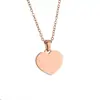 Collar de Acero de Titanio Personalizado Más Vendido Acero Inoxidable Espejo Corazón de Melocotón Marca Militar Pick Nicho Exquisito Colgante para Mujer Joyería