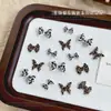 Nueva Joyería para Uñas con Lazo Estampado de Leopardo Popular Marrón Francés Pajarita Diamante de Resina DIY Accesorios para Uñas Portátiles