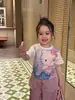 2026 Nueva Ropa de Verano para Niños Estilo Coreano Ropa Infantil Niñas Camiseta de Manga Corta con Estampado Digital de Dibujos Animados Camiseta para Niños