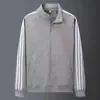 Cardigã de Algodão 320g com Gola Alta, Novo Estilo Outono, Esportivo, Confortável, Casual, Versátil, Cor Sólida com Três Listras, Peça Superior Masculina