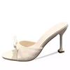 Sandalias de verano para mujer, novedad de 2025, sandalias con lazo y tacón alto.