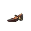 Zapatos Nuevos para Mujer Primavera y Otoño 2025 Hebilla Cuadrada Tacón Medio Grueso Zapatos de Una Sola Capa Zapatos Mary Jane Simples Tallas 32-43 Talla Zapatos de Comercio Exterior