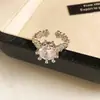 Anillo Redondo de Zirconia Chapado en Oro Real de 14K Estilo Francés de Lujo Ligero Anillo para Dedo Índice Moda Diseño Simple Joyería al por Mayor