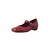 Zapatos Mary Jane de Piel de Oveja Cuadrados Estilo Ballet Francés para Aumentar Altura 2026 Otoño Tacón Medio Cuña Hebilla de Piel Genuina Zapatos de una Sola Correa para Mujer