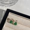 Pendientes de ágata verde con explosiones (2024) de imitación de calcedonia de estilo chino, joyería retro Guofeng para mujer.