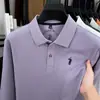 Outono de 2026 Mais Vendido de Alta Qualidade Camisa Polo Masculina de Algodão Puro Bordada com Gola Reversível, Camiseta Casual da Moda para Homens