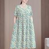 Vestido de Algodón y Seda Floral para Mujeres de Mediana Edad y Mayores, Nuevo Estilo Verano 2026, Vestido Holgado de Algodón y Rayón para Usar como Exterior