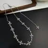 Collar de Tirar Patchwork con Pedrería y Perlas para Mujer, Pulsera de Cadena para Suéter con Diseño de Nicho Estilo Minimalista