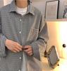 Camisa artística Harajuku con solapa, nuevo estilo, manga larga, estilo japonés juvenil, a cuadros, moda informal para hombre, moda estándar de primavera