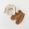 Roupas para Bebê Menino, Conjunto de Moletom Outono Manga Longa, Calça Longa, Desenho Animado Fofo Estilo Outono Infantil Novo Conjunto de Duas Peças